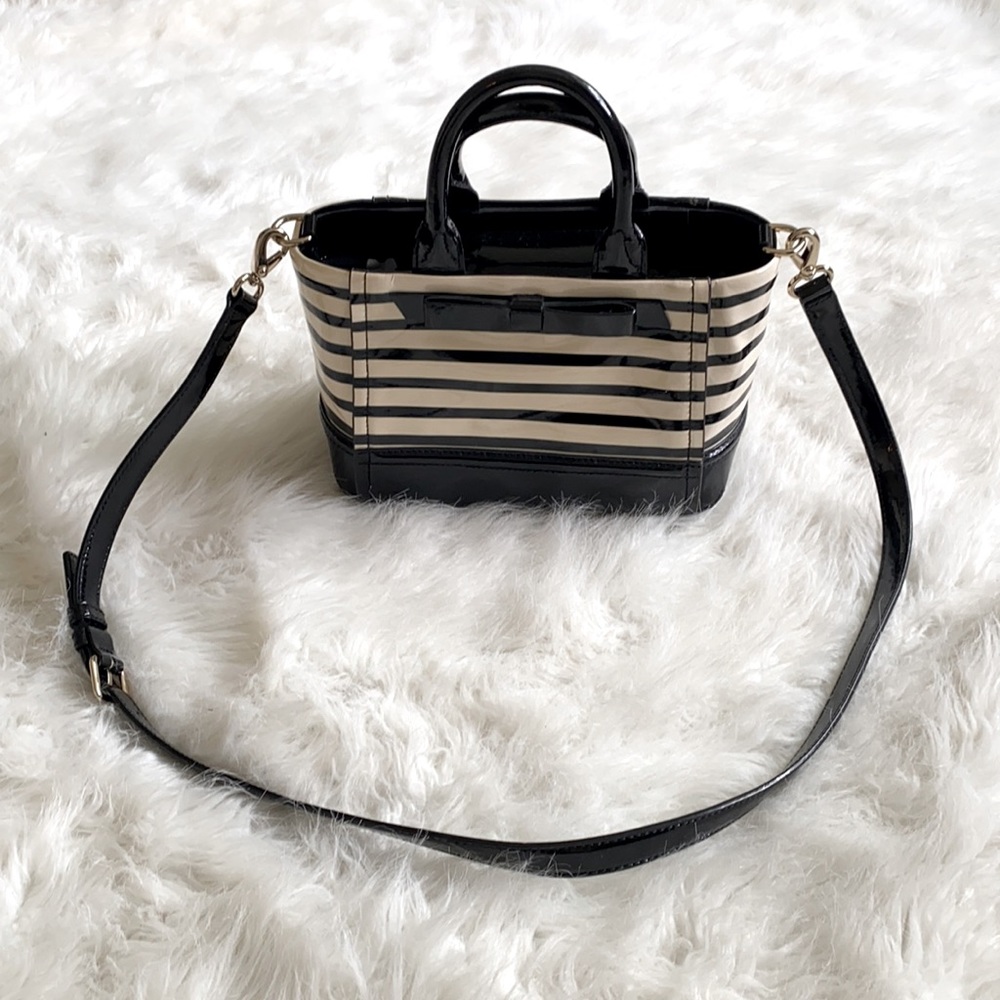 Kate Spade Black & Cream Striped Patent Leather